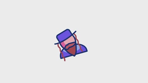 Animated Flat Design Icon of Jewish Man