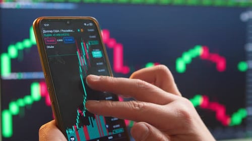 Scrolling Touching Stock Market Chart Touch Screen Device and Computer Monitor