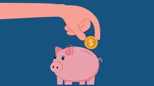 saving money into the piggy bank personal saving goals animation