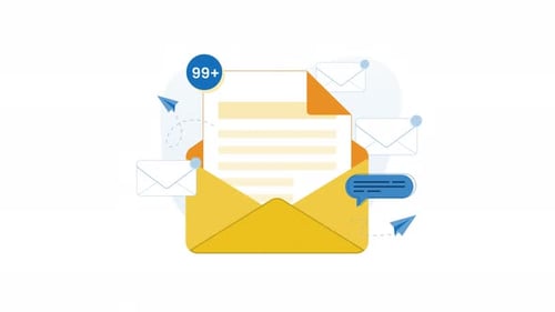 Email service animation envelope showing unread document, perfect for illustrating efficient.