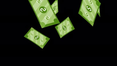 Falling Money Loop with Flat Design Dollar Bills