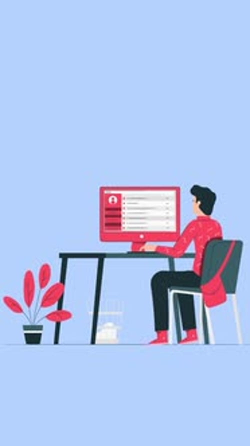Animated Flat Design of Person Using Computer Profile