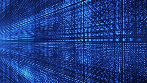 Abstract scene of futuristic cyber world, sci-fi grid, technology glowing surface, neon night scene
