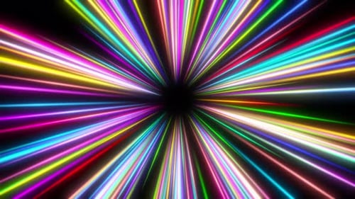 Anime Style Colorful Retro Glowing Neon Speed Lines Tunnel Background