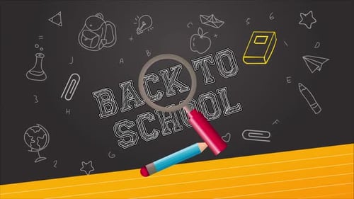 Back to School Text in the Board and Checking with Magnifying Glass