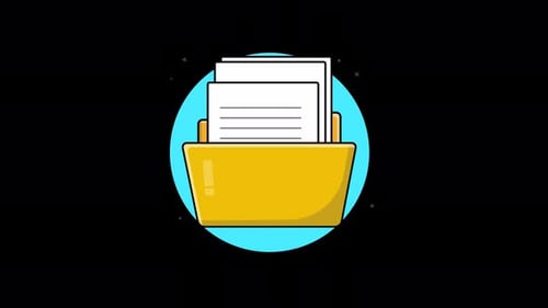 Flat Design Animated Folder with Multiple Documents