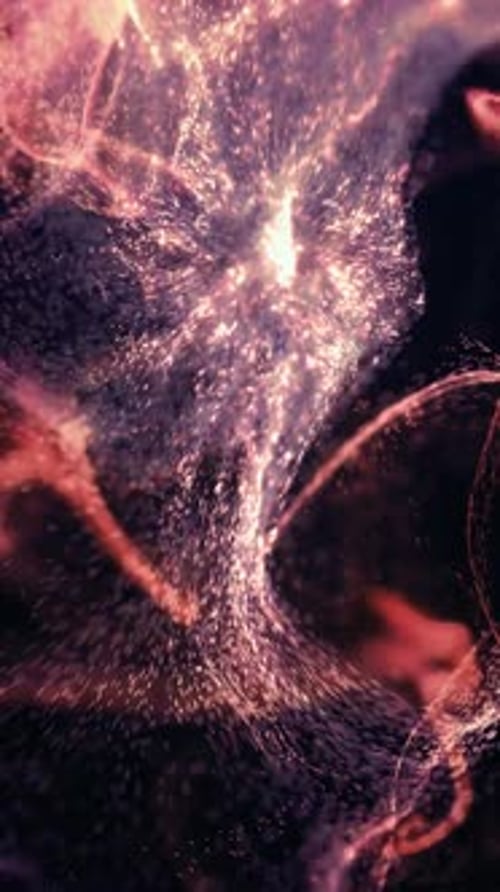 Decorative Vertical Golden Pink Abstract Fireworks Particle Loop Background