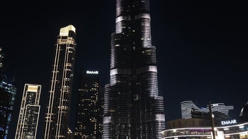 Burj Khalifa skyscraper in Dubai after dark, United Arab Emirates