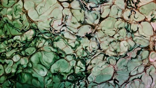 Intricate Green Cell Pattern Abstract Fluid Art