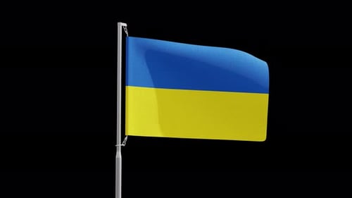 Realistic Waving Flag of Ukraine with Alpha Channel