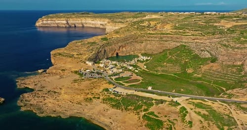 Aerial View of Blue Hole on Gozo Island Malta