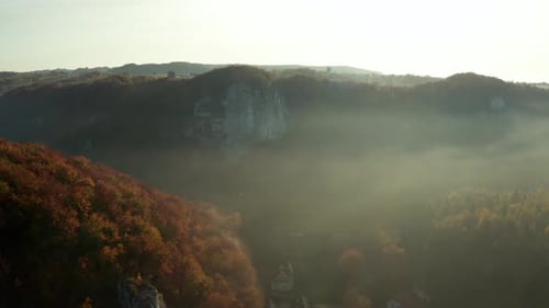 Aerial View Of fog mountain sunrise