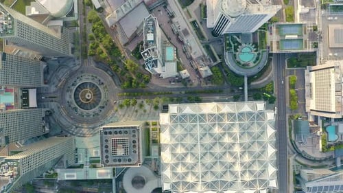 Drone Aerial top view 4k Footage of Singapore City Skyline Business Building.