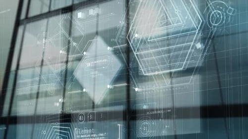 Futuristic Interface Displaying Complex Data and Information in Virtual Reality