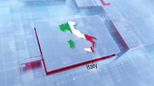 Animated Italy Map with Flag Colors for Global News