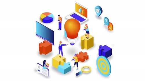 Isometric Business Technology Concept Animation