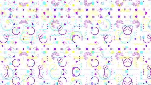 Memphis Style looping geometric background pattern