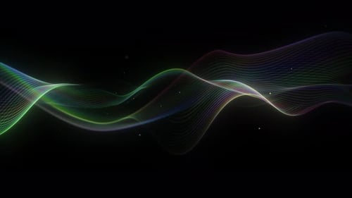 Abstract Glowing Wave of Multi-Colored Digital Lines