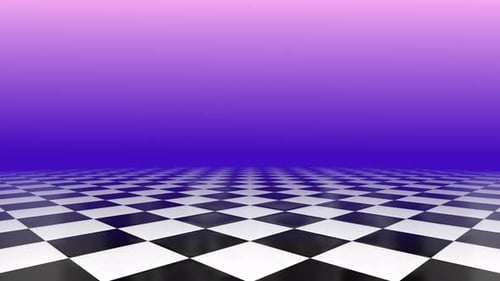 Checkerboard Floor Vaporwave Background Loop Purple Sky