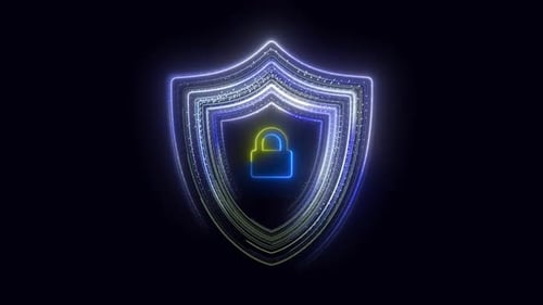 Security Shield Motion Speed Lines With Padlock V10