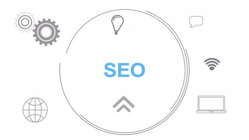 Flat Design Animated Concept for SEO and Technology