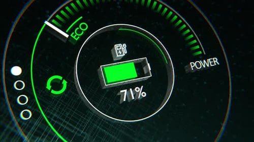 Futuristic Electric Vehicle Battery Charging Dashboard Animation