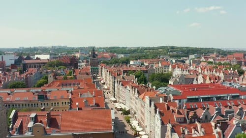 Panorama of the Old Town of Gdansk Poland Aerial View