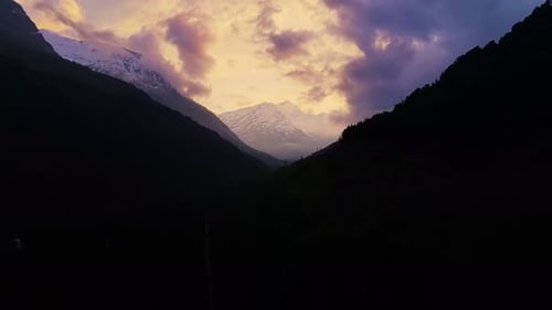 A Colorful Sunset in the High Mountains