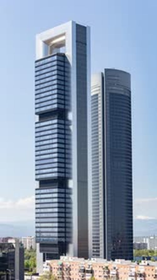 Timelapse of the Madrid Financial District in Vertical