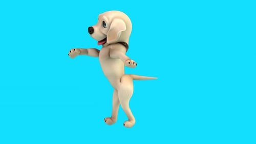 Fun 3D cartoon labrador dancing (with alpha channel)