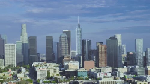 Panoramic aerial view capturing the expansive Los Angeles skyline.