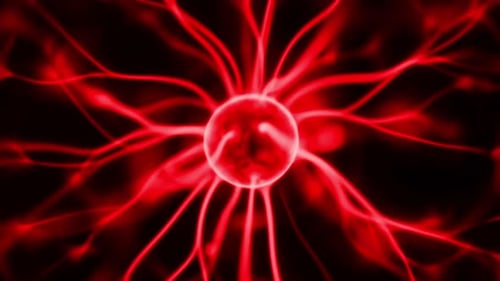 Abstract Red Plasma Ball Animation on Black