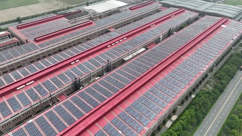 Solar power station on factory rooftop