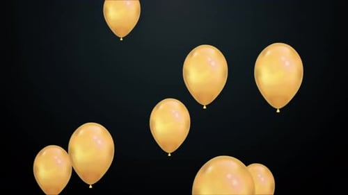 of Golden Balloons Flying Moving Seamless Alpha Channel
