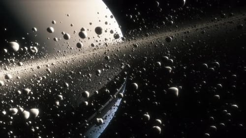 Cinematic Animation of Saturn's Rings Made of Rocks Dust and Ice
