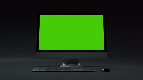 Durchsichtiger Greenscreen-Computer für Präsentationen, Geschäftsblogs oder Spieleanwendungen. Bewegungsmonitor...