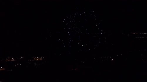 Aerial View of Fireworks in the Night Sky