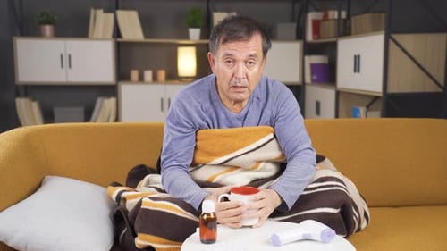 Adult Man With Cold Drinks From Mug