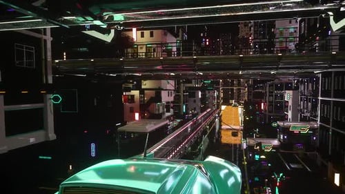 Futuristic Street View – Sci-Fi Cityscape with Hover Cars | 3D in Octane