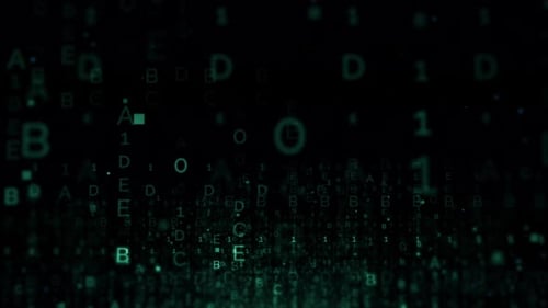 Glowing Digital Matrix With Random Letters And Numbers