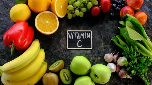 Vitamin C Rich Fruits and Vegetables Flatlay