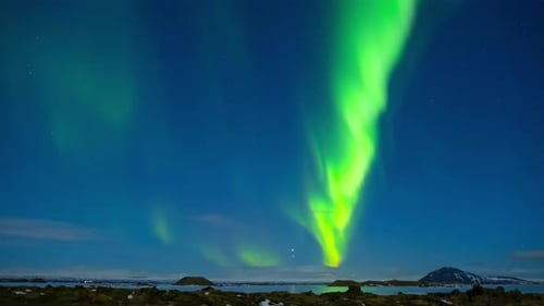 Aurora Borealis Northern Lights in Iceland Real Night Sky with Stars in Time Lapse