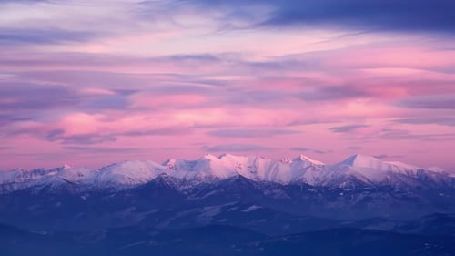 Snowy Winter Timelapse of High Tatras Slovakia at Sunset