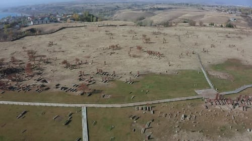 Vue aérienne du cimetière seldjoukide d'Ahlat - Ancien cimetière turc