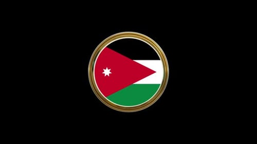 Animated Golden 3D Jordan Flag Circular Emblem