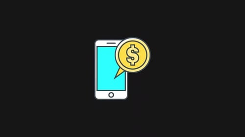 Animated Smartphone with Dollar Coin Icon for Mobile Payment