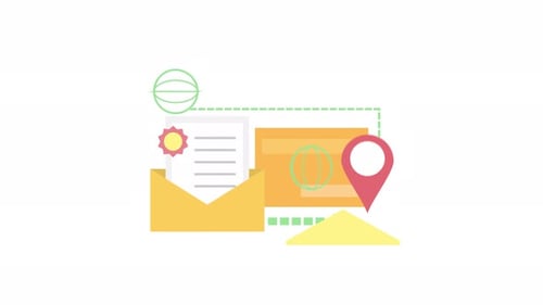 Animated Global Communication with Location Pin and Mail
