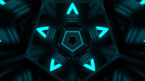 Pink And Cyan Mirrored Pentagonal Tunnel Background Vj Loop In 4K
