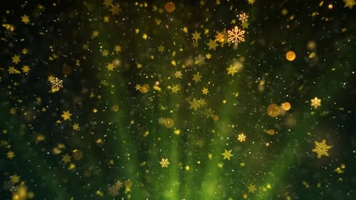 Animated Golden Snowflakes Falling Christmas Background
