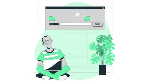 Flat Design Animation of Data Transfer Progress Bar